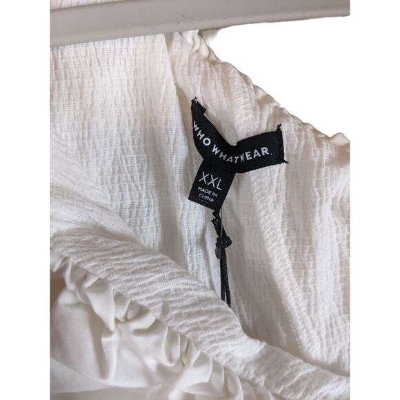 Who What Wear One Shoulder Blouse Ruffle Sleeveless White XXL Casual Pullover - Picture 5 of 9